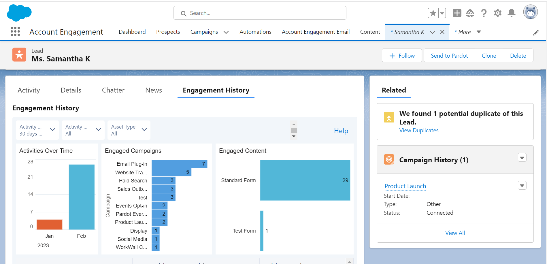 Engagement History Dashboard - Proso Ai